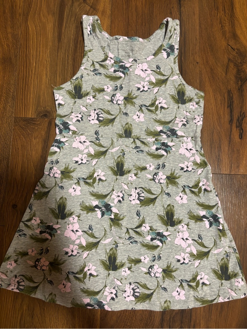 Grayson Threads Girls’ Sleeveless Floral Dress - Grey S